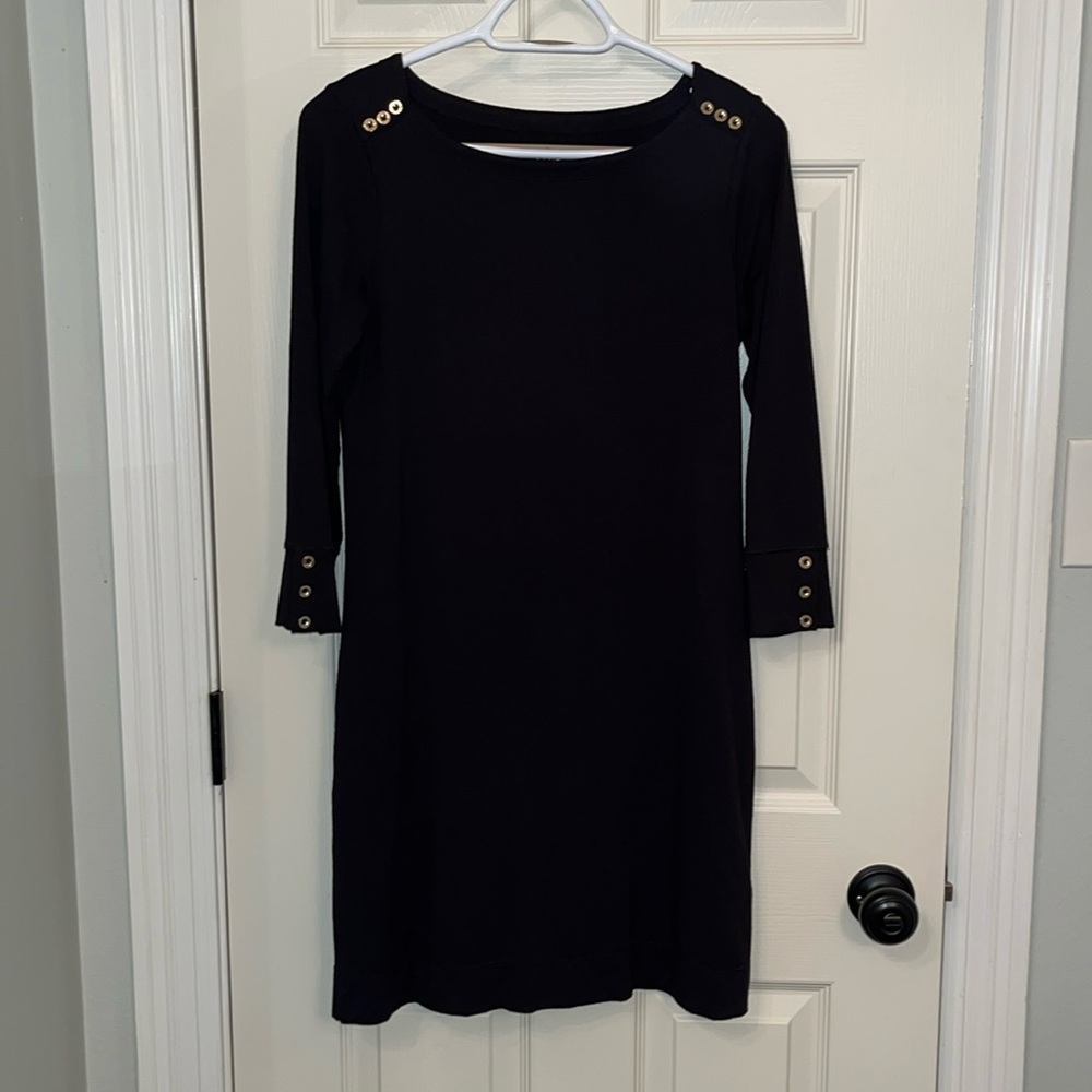 Lilly Pulitzer Black 3/4 Sleeves Sophie Dress Sz Small UPF 50+ Sun Protection‎